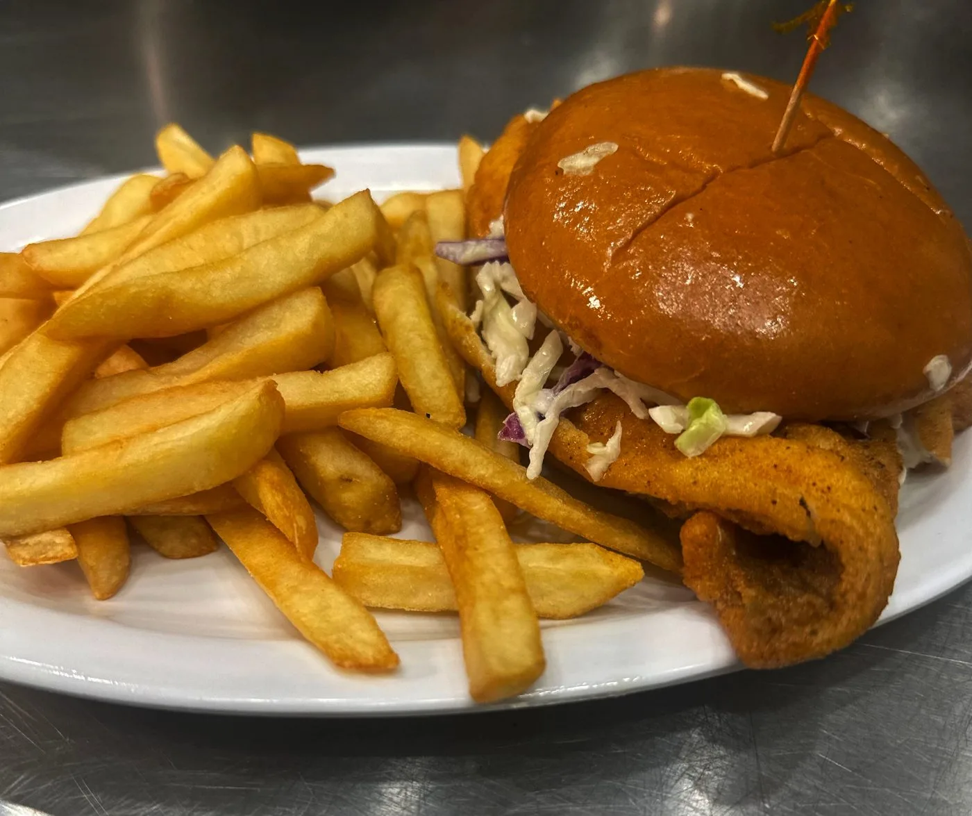 Chicken sandwich and fries